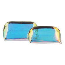Customized Logo Transparent Travel Makeup Storage Zipper Pouch Waterproof Hologram Laser Clear PVC Cosmetic Bag